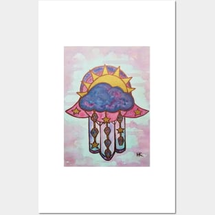 Raining Gems Hamsa by Harriette Knight Posters and Art